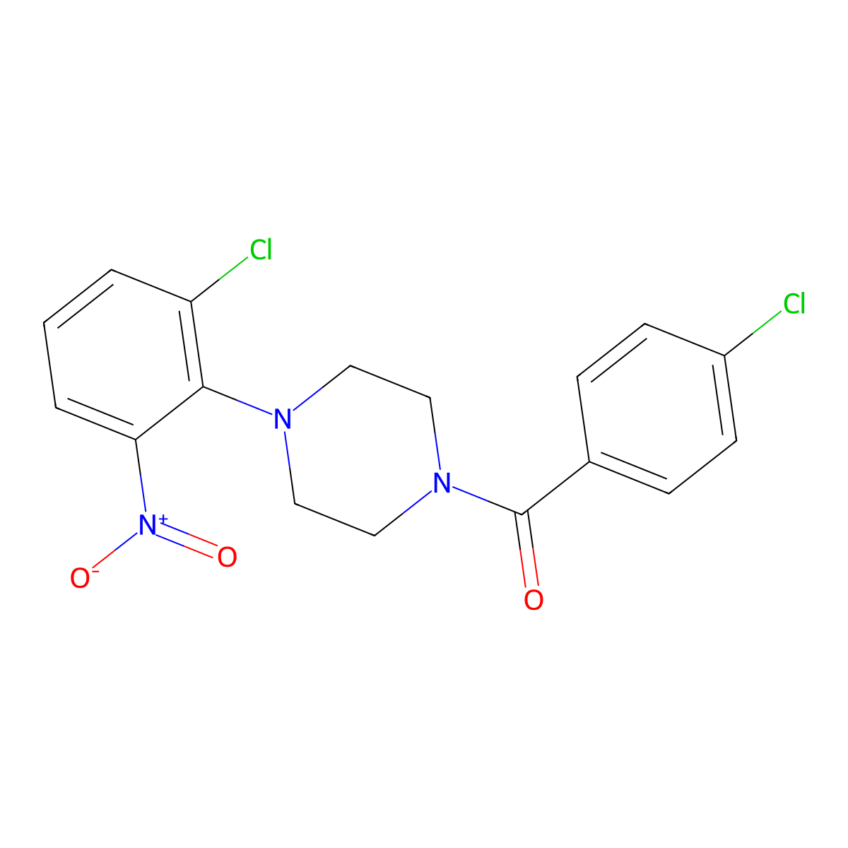 [4-(2-Chloro-6-nitrophenyl)piperazin-1-yl]-(4-chlorophenyl)methanone molecular structure, CAS 346459-47-0