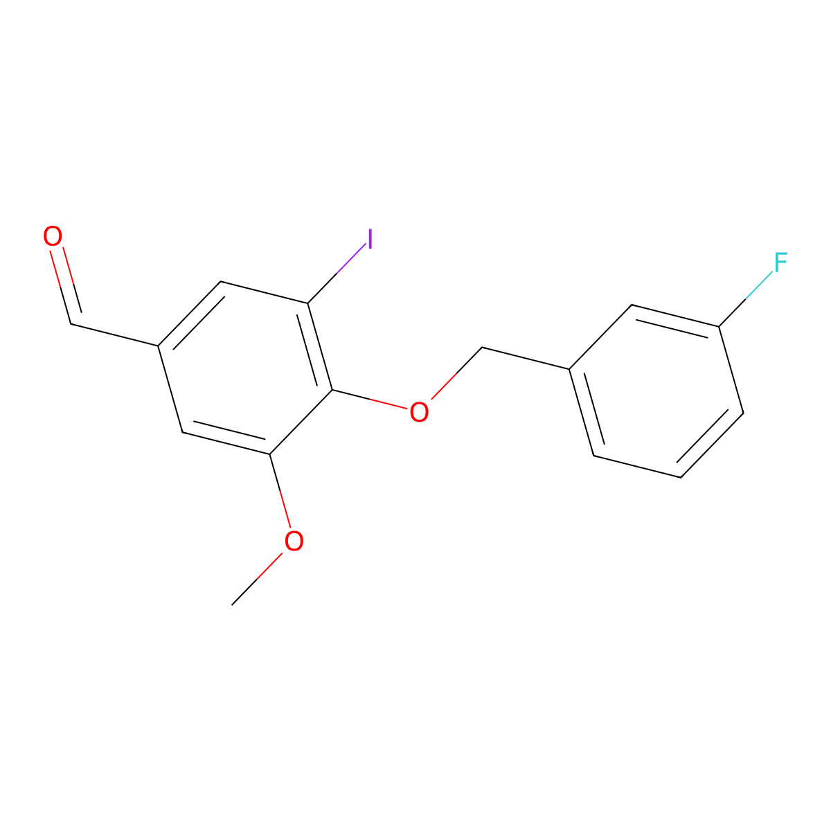 4-[(3-Fluorophenyl)methoxy]-3-iodo-5-methoxybenzaldehyde molecular structure, CAS 346459-50-5
