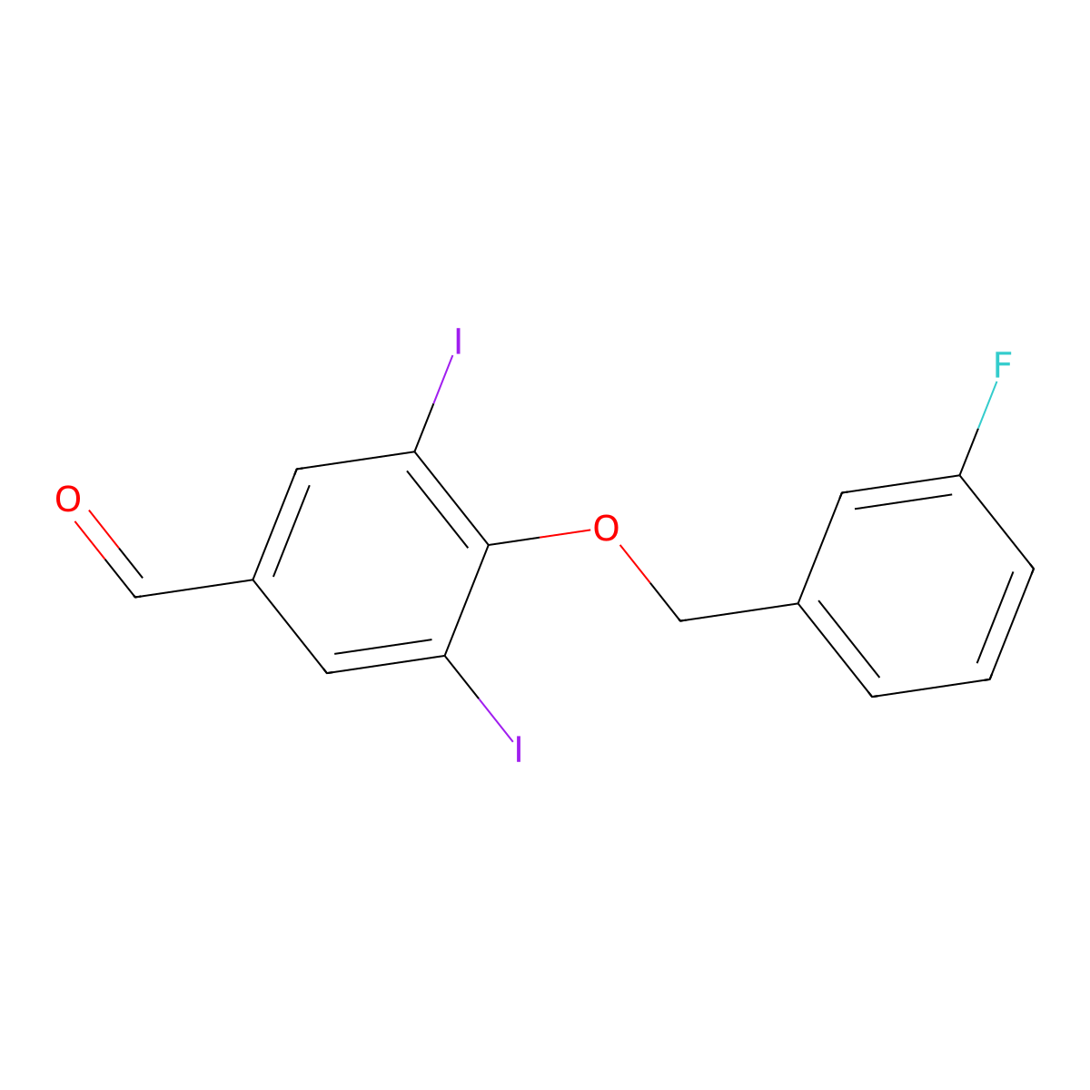4-[(3-Fluorophenyl)methoxy]-3,5-diiodobenzaldehyde molecular structure, CAS 346459-52-7
