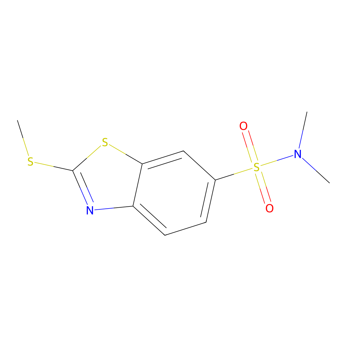 N,N-dimethyl-2-methylsulfanyl-1,3-benzothiazole-6-sulfonamide molecular structure, CAS 346463-63-6