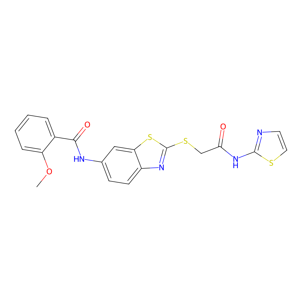 2-methoxy-N-[2-[2-oxo-2-(1,3-thiazol-2-ylamino)ethyl]sulfanyl-1,3-benzothiazol-6-yl]benzamide molecular structure, CAS 346464-43-5