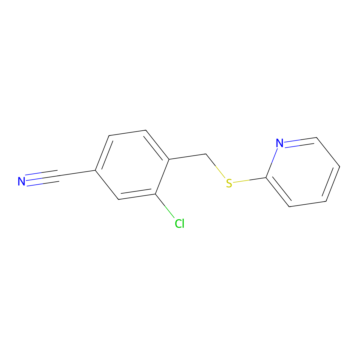 3-Chloro-4-(2-pyridylthiomethyl)benzenecarbonitrile molecular structure, CAS 346464-55-9