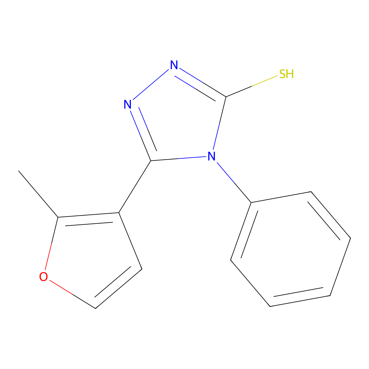 5-(2-methyl-3-furyl)-4-phenyl-4H-1,2,4-triazole-3-thiol molecular structure, CAS 346464-59-3