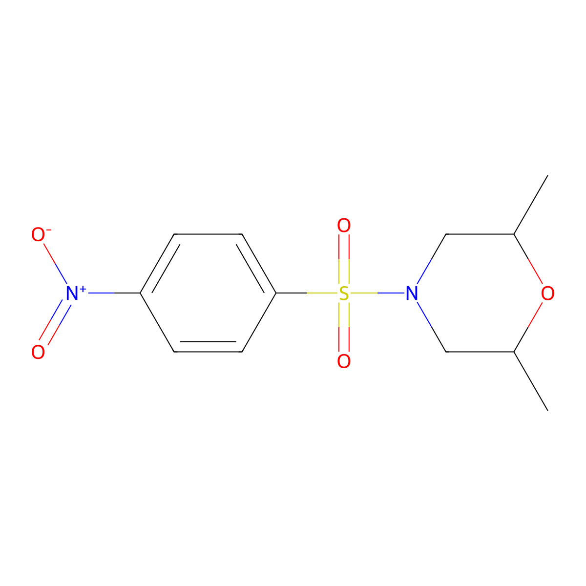 2,6-Dimethyl-4-((4-nitrophenyl)sulfonyl)morpholine molecular structure, CAS 346464-60-6