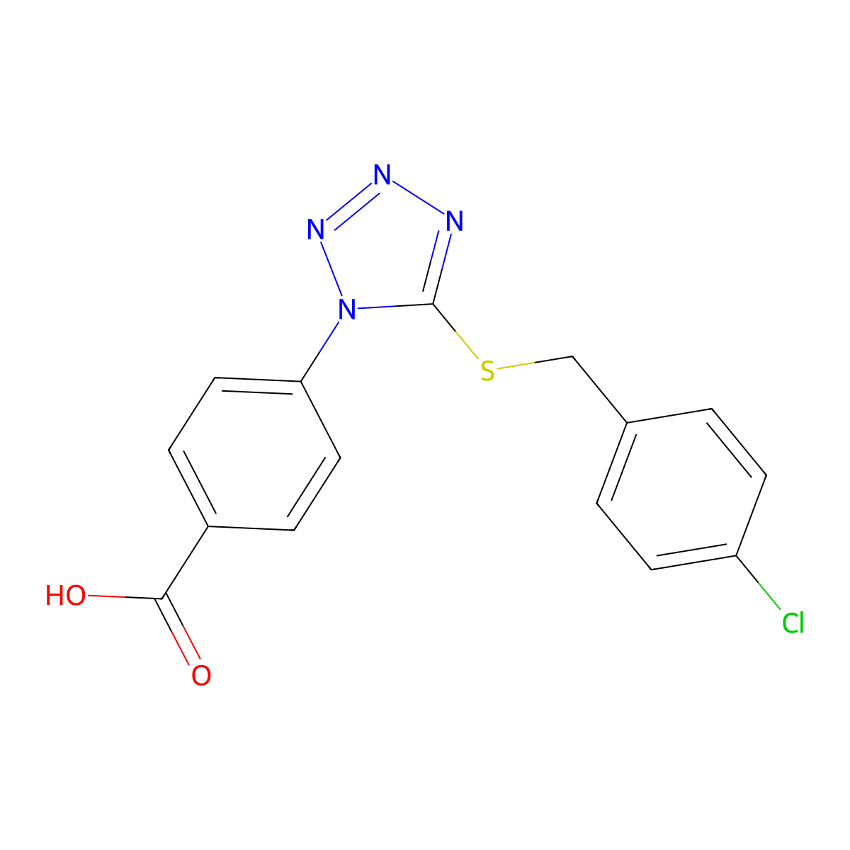 4-{5-[(4-chlorobenzyl)sulfanyl]-1H-tetrazol-1-yl}benzoic acid molecular structure, CAS 346464-82-2