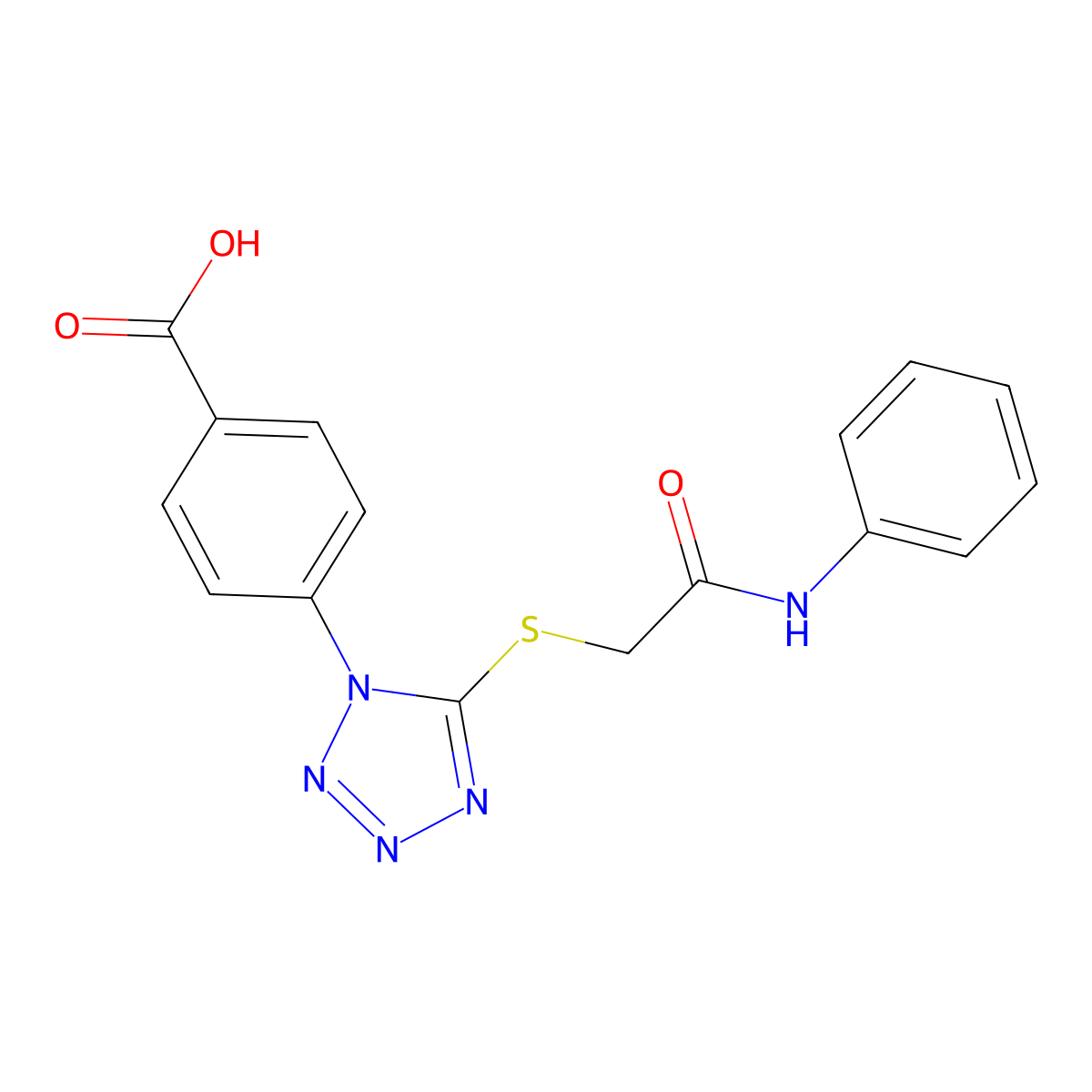 4-[5-(2-Anilino-2-oxoethyl)sulfanyltetrazol-1-yl]benzoic acid molecular structure, CAS 346464-87-7