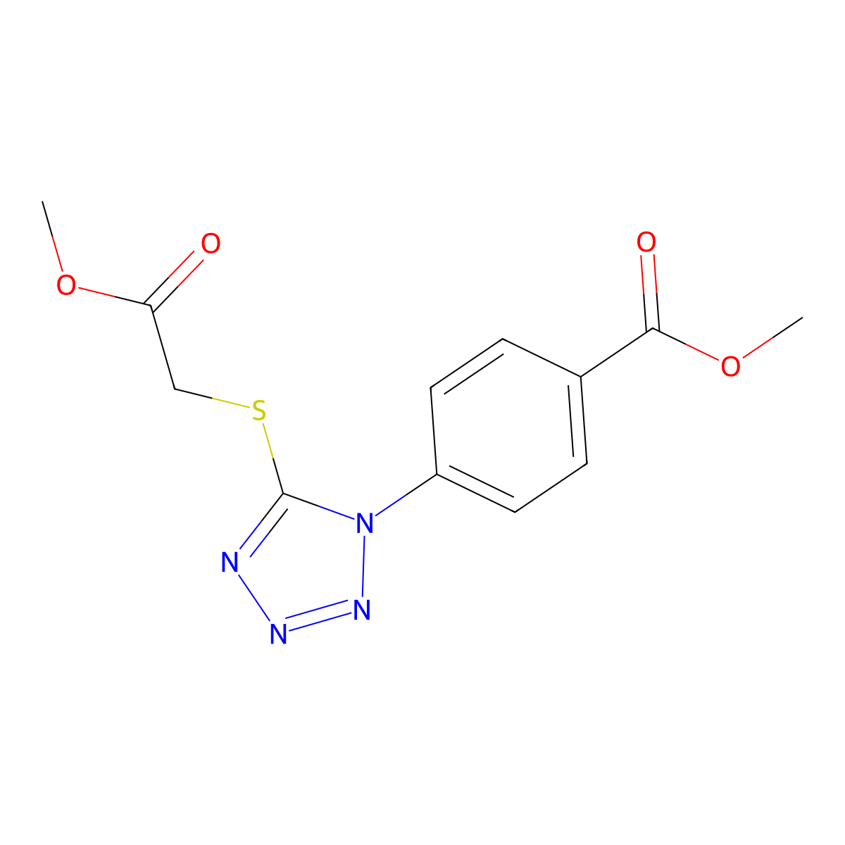 Methyl 4-[5-(2-methoxy-2-oxoethyl)sulfanyltetrazol-1-yl]benzoate molecular structure, CAS 346464-89-9