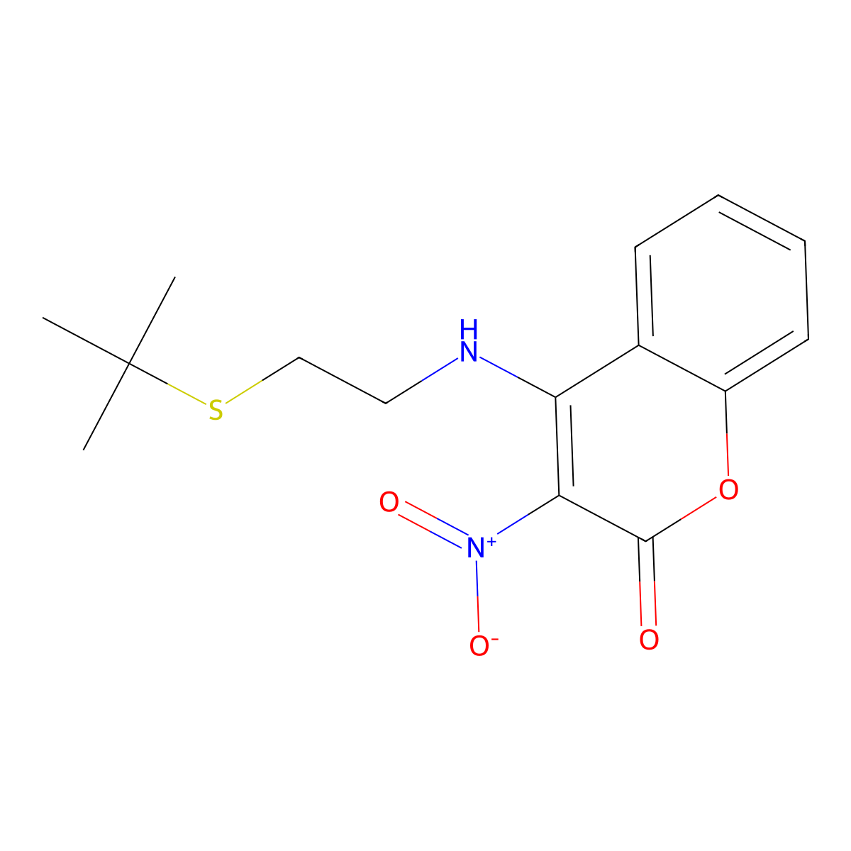 4-{[2-(tert-butylsulfanyl)ethyl]amino}-3-nitro-2H-chromen-2-one molecular structure, CAS 346466-05-5