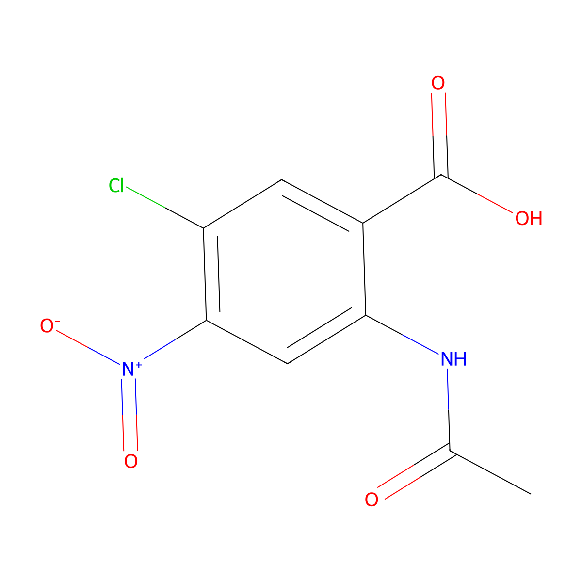 2-Acetylamino-5-chloro-4-nitrobenzoic acid molecular structure, CAS 34649-01-9