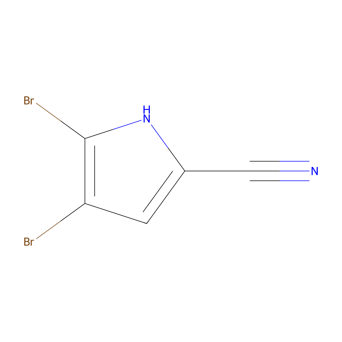 4,5-dibromo-1H-pyrrole-2-carbonitrile molecular structure, CAS 34649-19-9