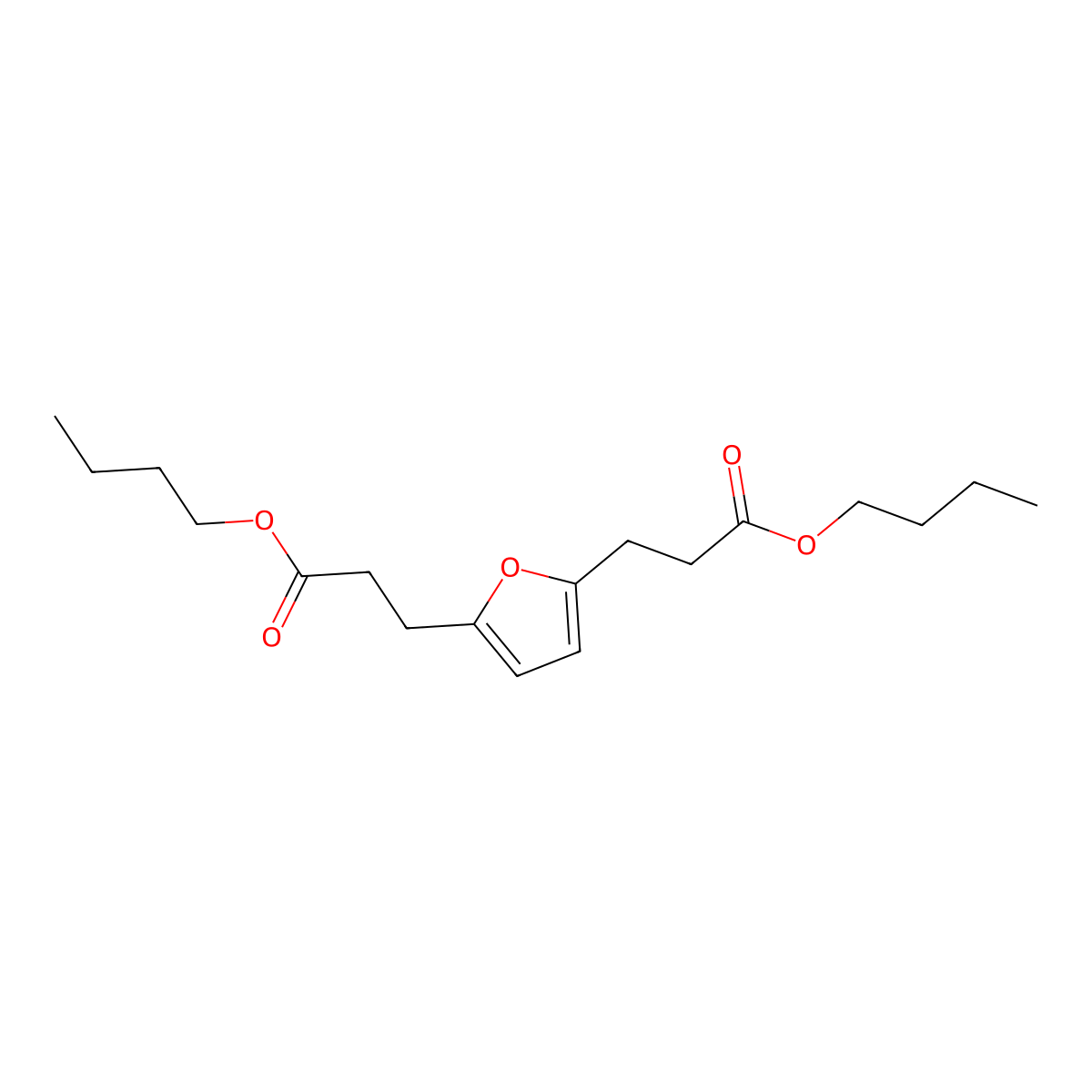 Butyl 3-[5-(3-butoxy-3-oxopropyl)furan-2-yl]propanoate molecular structure, CAS 3465-59-6