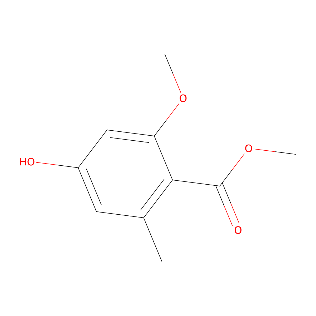 Methyl 4-hydroxy-2-methoxy-6-methylbenzoate molecular structure, CAS 3465-63-2