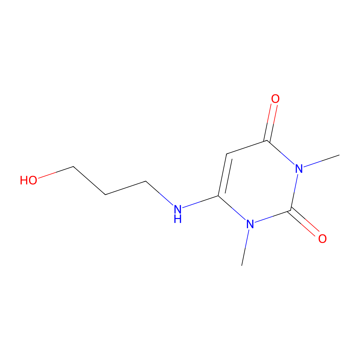 6-[(3-Hydroxypropyl)amino]-1,3-dimethyl-2,4(1H,3H)-pyrimidinedione molecular structure, CAS 34654-80-3