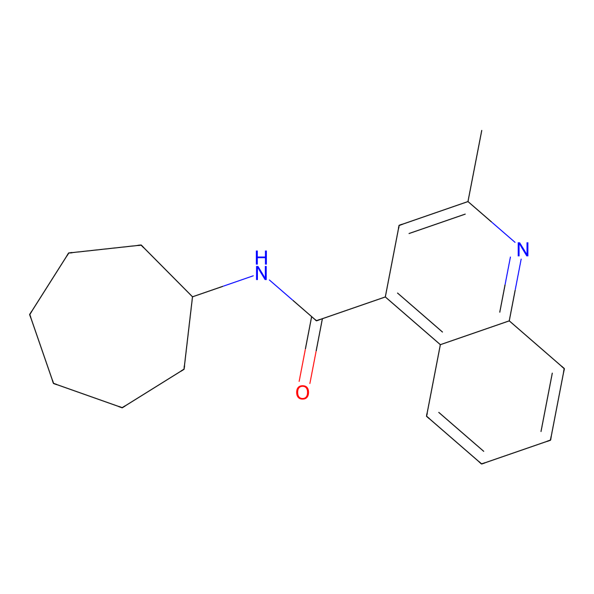 N-cycloheptyl-2-methylquinoline-4-carboxamide molecular structure, CAS 346578-69-6
