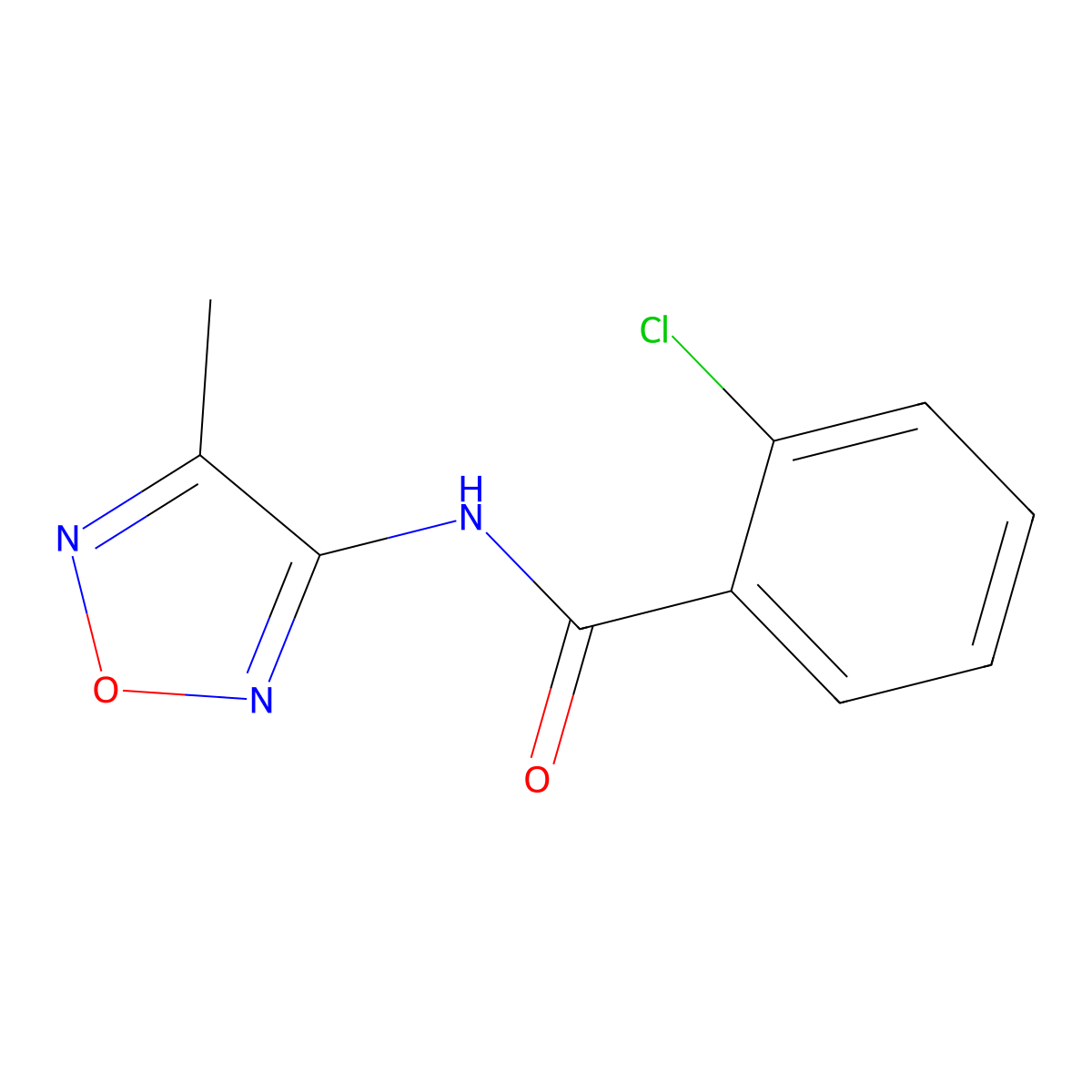 2-chloro-N-(4-methyl-1,2,5-oxadiazol-3-yl)benzamide molecular structure, CAS 346579-51-9