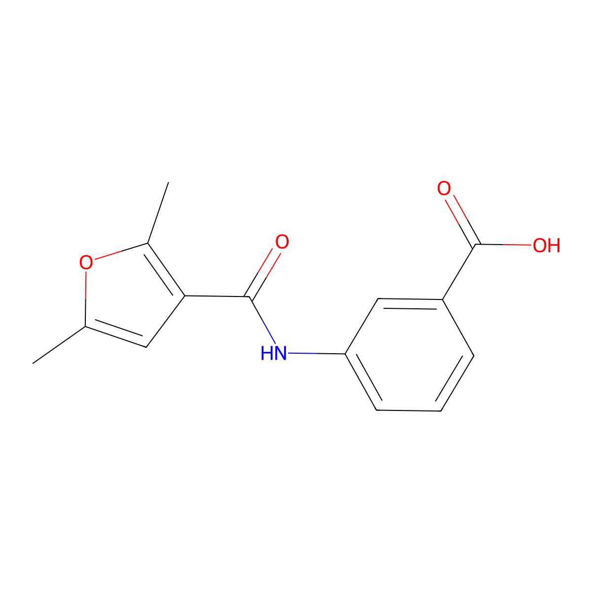 3-(2,5-Dimethylfuran-3-carboxamido)benzoic acid molecular structure, CAS 346579-89-3