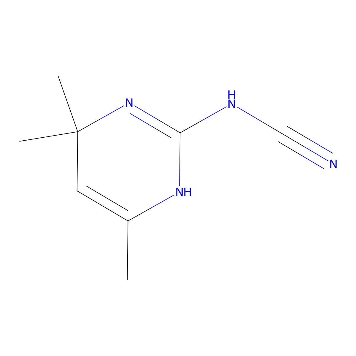 (4,4,6-Trimethyl-1,4-dihydropyrimidin-2-yl)cyanamide molecular structure, CAS 34658-58-7