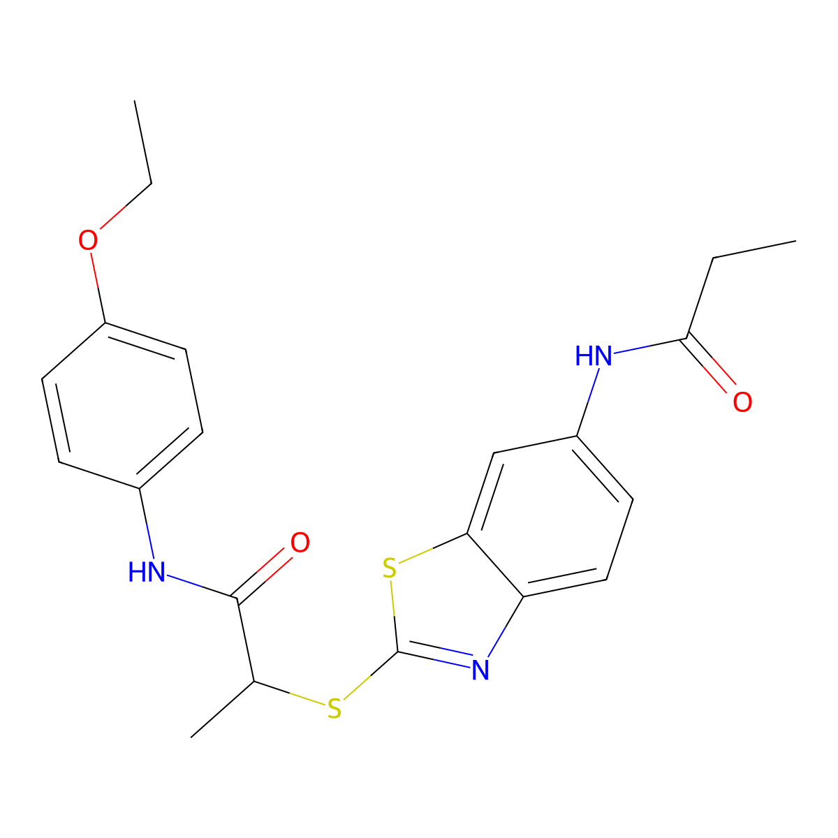 N-(4-ethoxyphenyl)-2-{[6-(propanoylamino)-1,3-benzothiazol-2-yl]sulfanyl}propanamide molecular structure, CAS 346580-35-6
