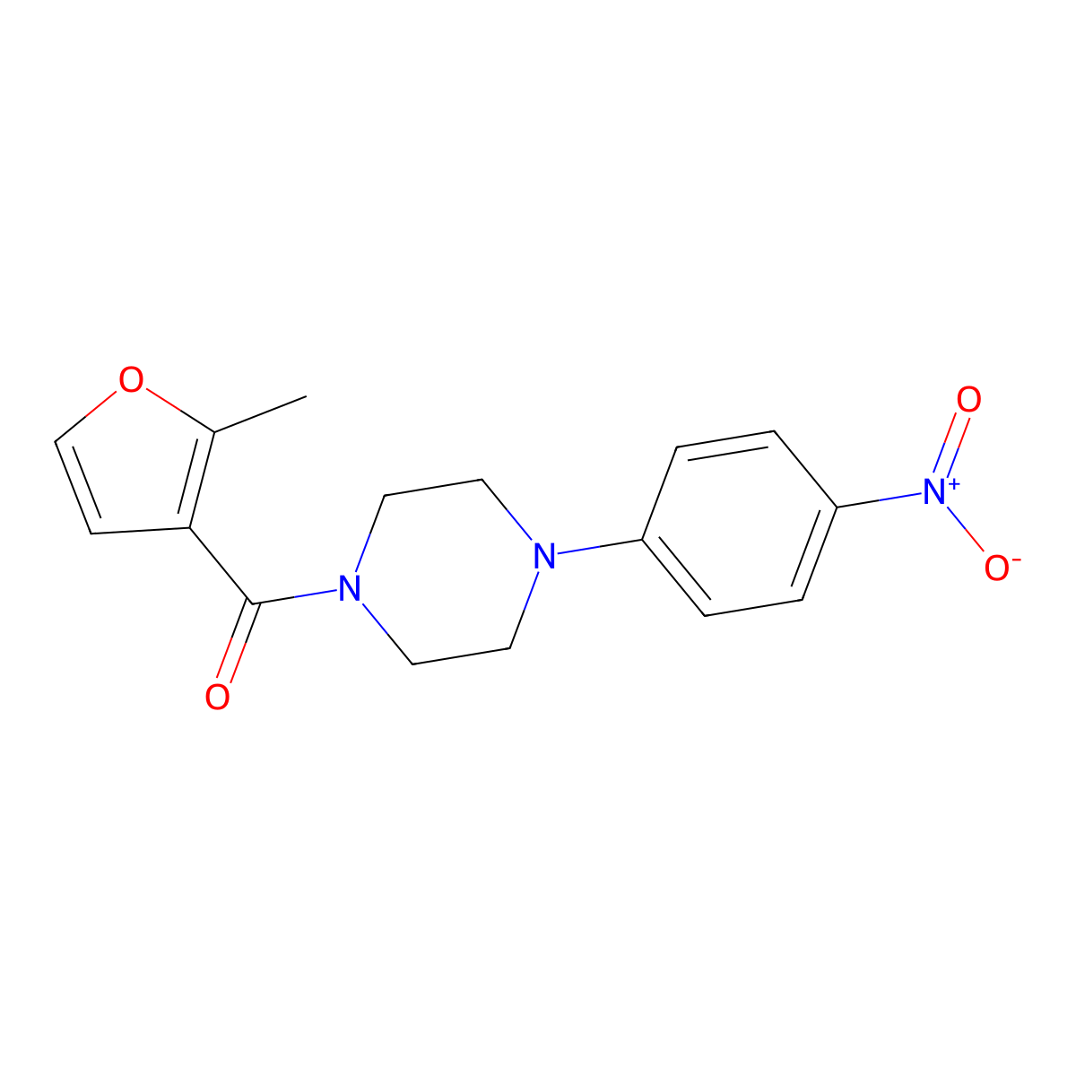 (2-Methylfuran-3-yl)-[4-(4-nitrophenyl)piperazin-1-yl]methanone molecular structure, CAS 346594-65-8