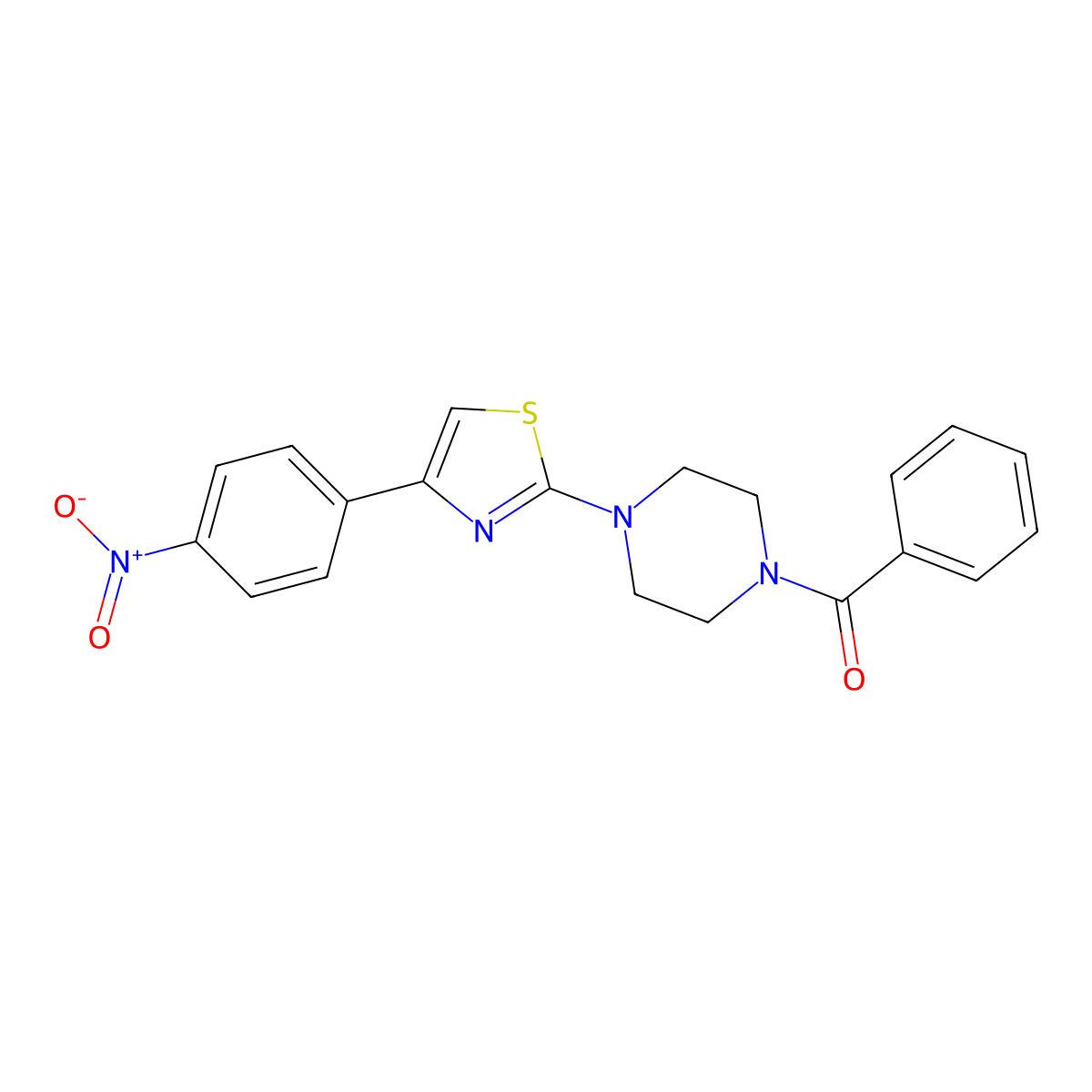[4-[4-(4-Nitrophenyl)-1,3-thiazol-2-yl]piperazin-1-yl]-phenylmethanone molecular structure, CAS 346596-73-4