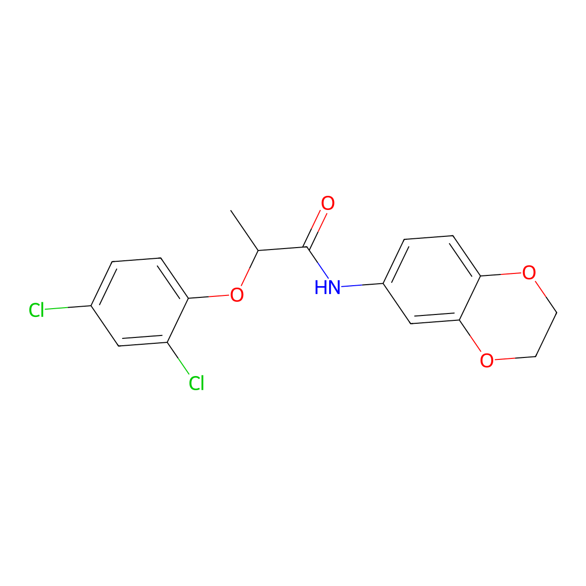 2-(2,4-Dichlorophenoxy)-N-(2,3-dihydro-1,4-benzodioxin-6-yl)propanamide molecular structure, CAS 346596-87-0
