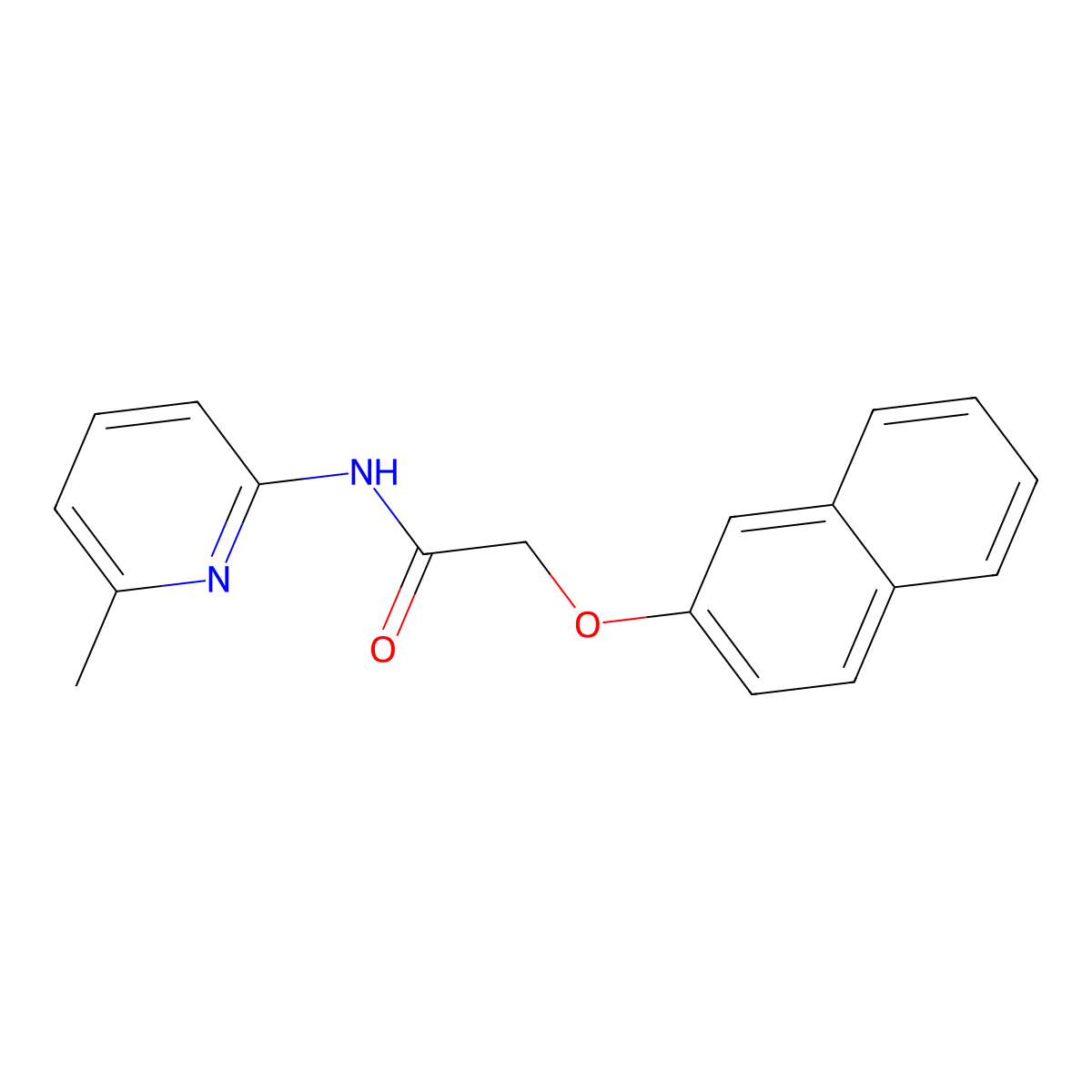 N-(6-methylpyridin-2-yl)-2-naphthalen-2-yloxyacetamide molecular structure, CAS 346597-14-6