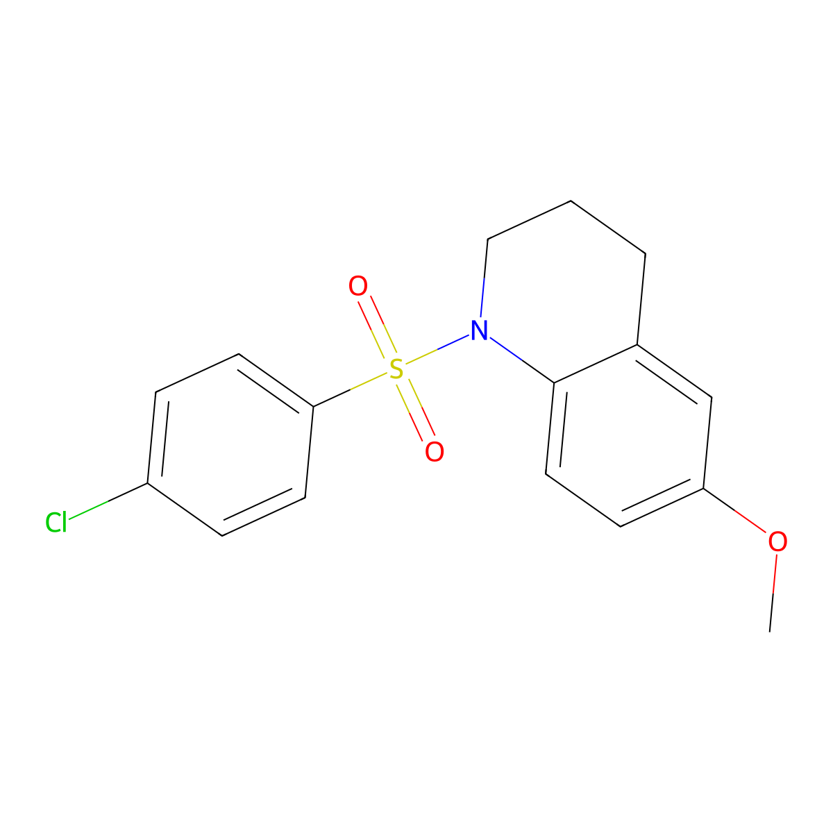 1-(4-chlorophenyl)sulfonyl-6-methoxy-3,4-dihydro-2H-quinoline molecular structure, CAS 346597-18-0