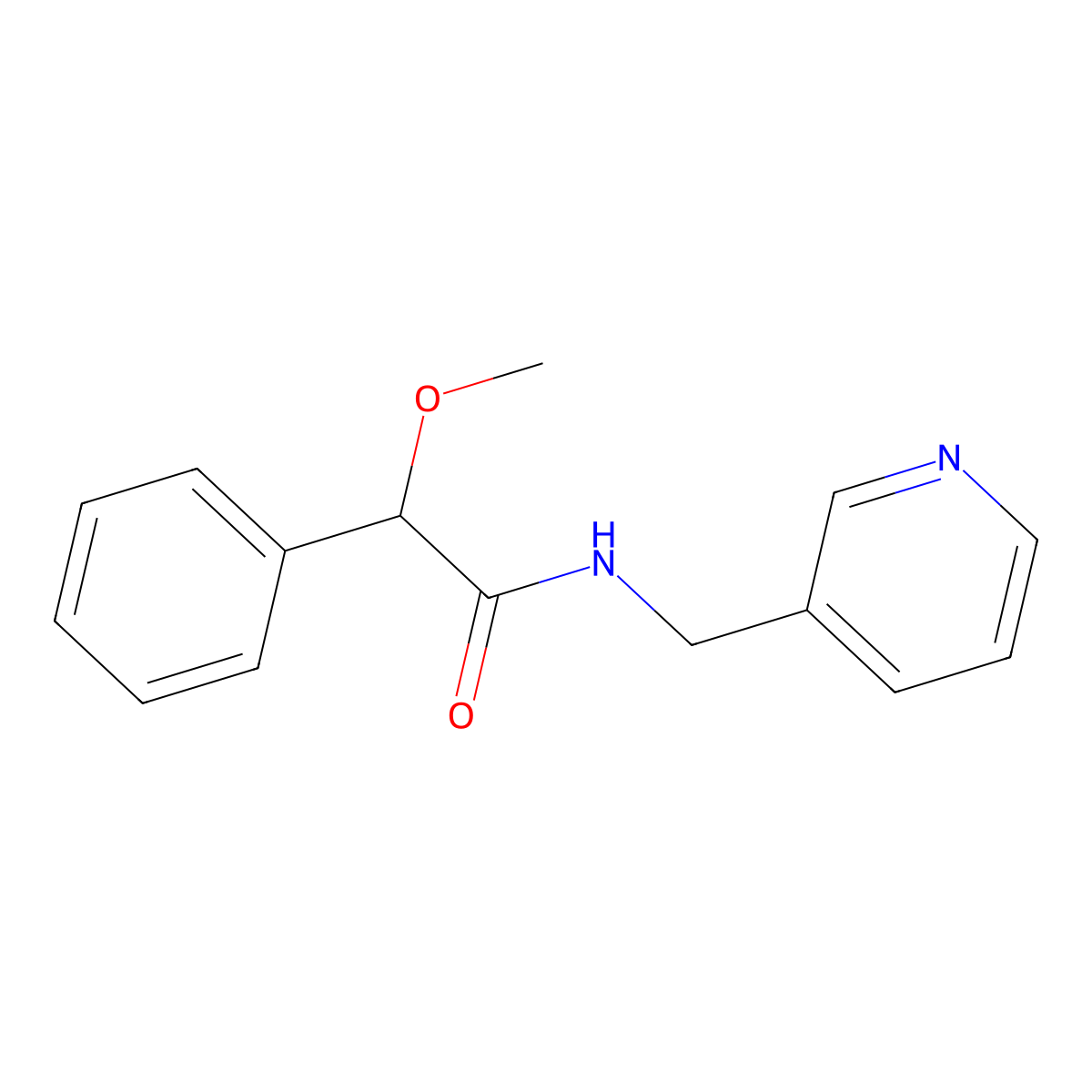 2-methoxy-2-phenyl-N-(pyridin-3-ylmethyl)acetamide molecular structure, CAS 346597-19-1