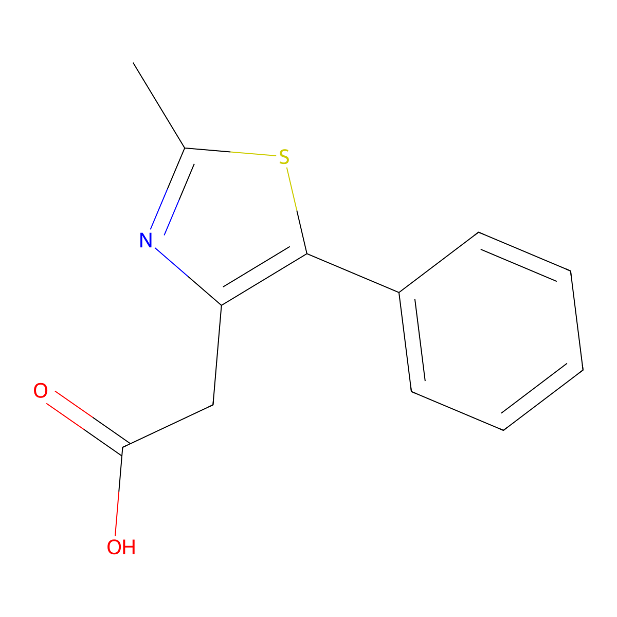 2-(2-Methyl-5-phenyl-1,3-thiazol-4-yl)acetic acid molecular structure, CAS 346597-60-2