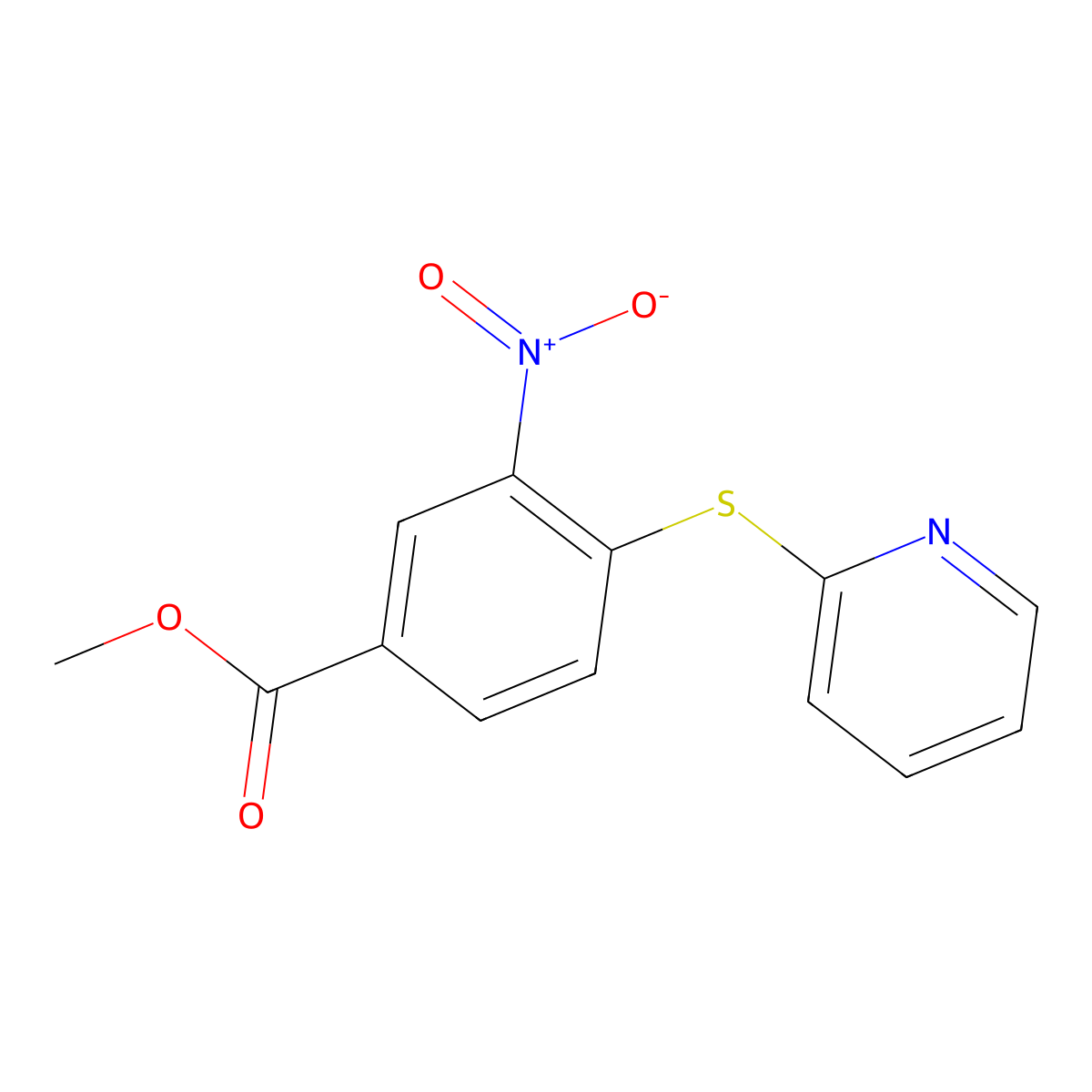 Methyl 3-nitro-4-(pyridin-2-ylthio)benzoate molecular structure, CAS 346598-59-2
