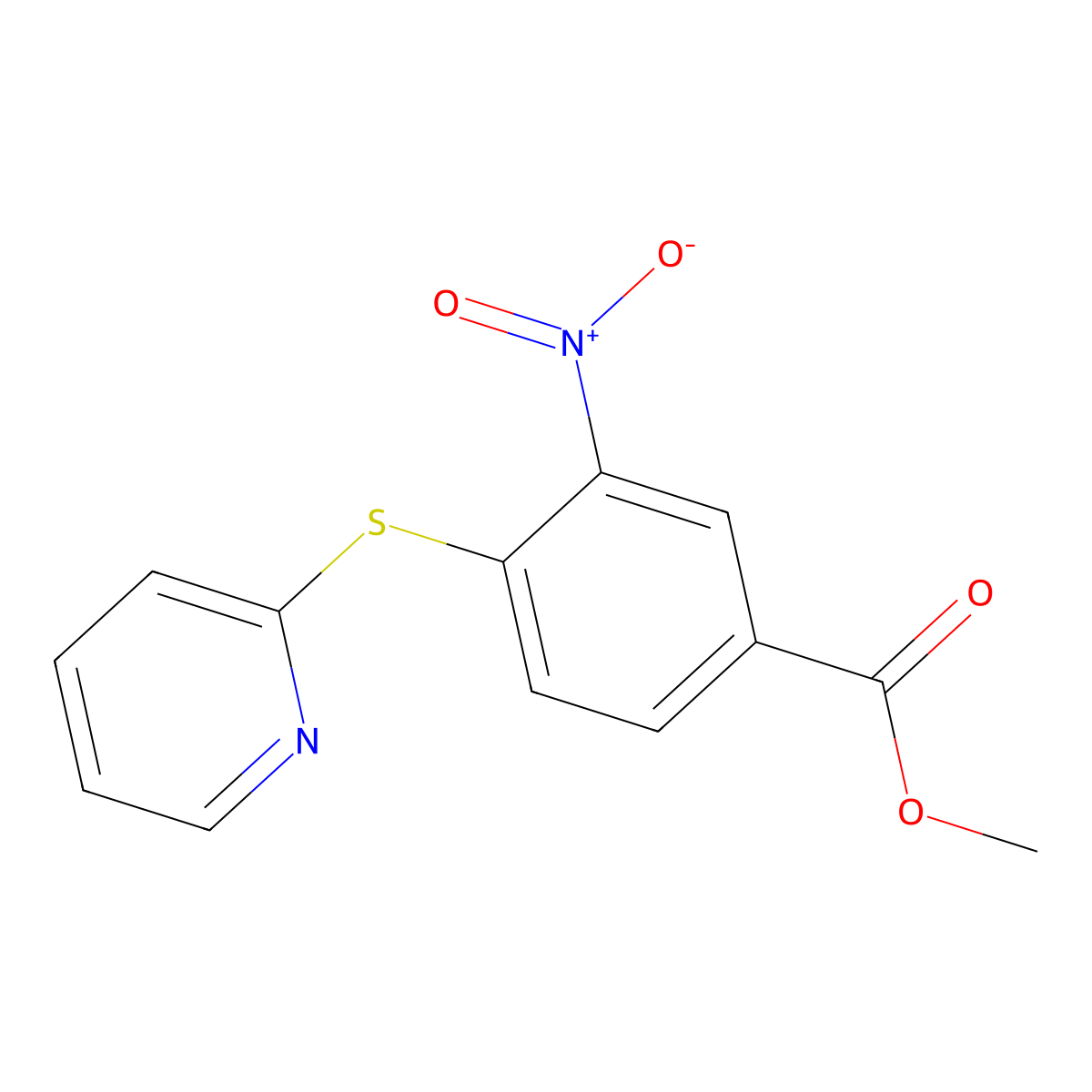 Methyl 3-nitro-4-(pyridin-2-ylthio)benzoate molecular structure, CAS 346598-59-2