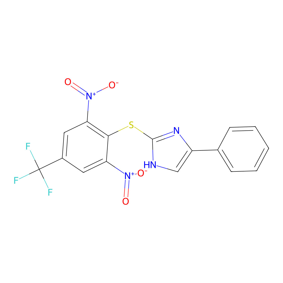 1,3-Dinitro-2-(4-phenylimidazol-2-ylthio)-5-(trifluoromethyl)benzene molecular structure, CAS 346598-60-5