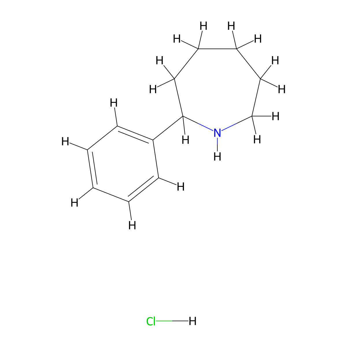 2-Phenylazepane hydrochloride molecular structure, CAS 3466-83-9