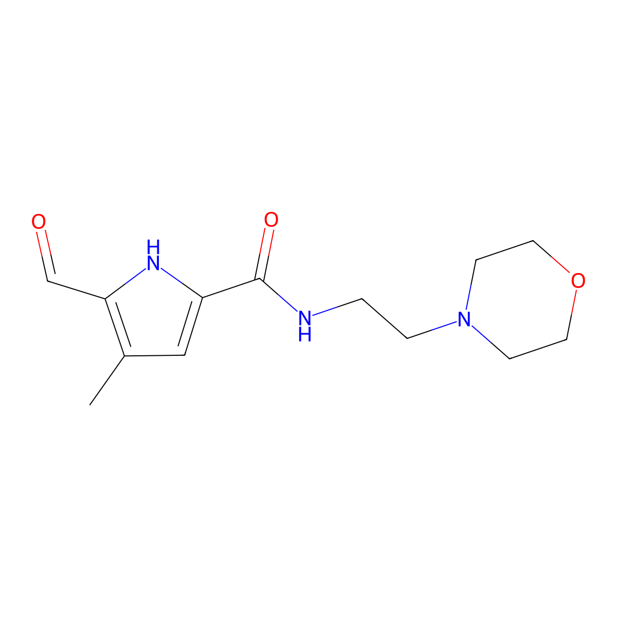 5-formyl-4-methyl-1H-pyrrole-2-carboxylic acid (2-morpholin-4-yl-ethyl)-amide molecular structure, CAS 346600-26-8