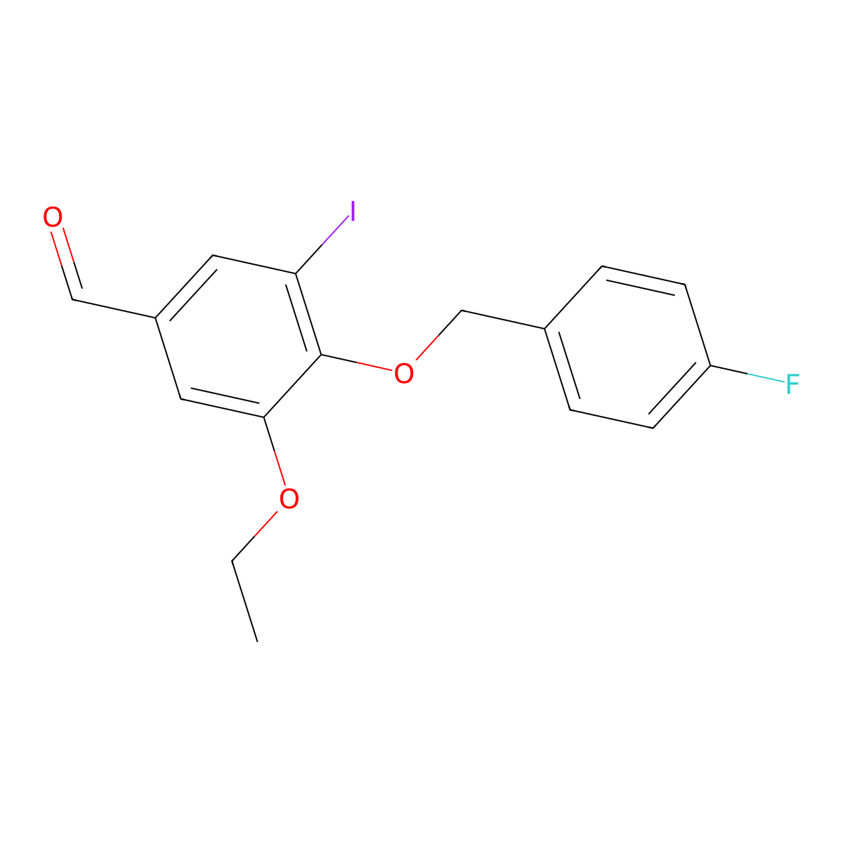 3-Ethoxy-4-[(4-fluorobenzyl)oxy]-5-iodobenzaldehyde molecular structure, CAS 346611-54-9