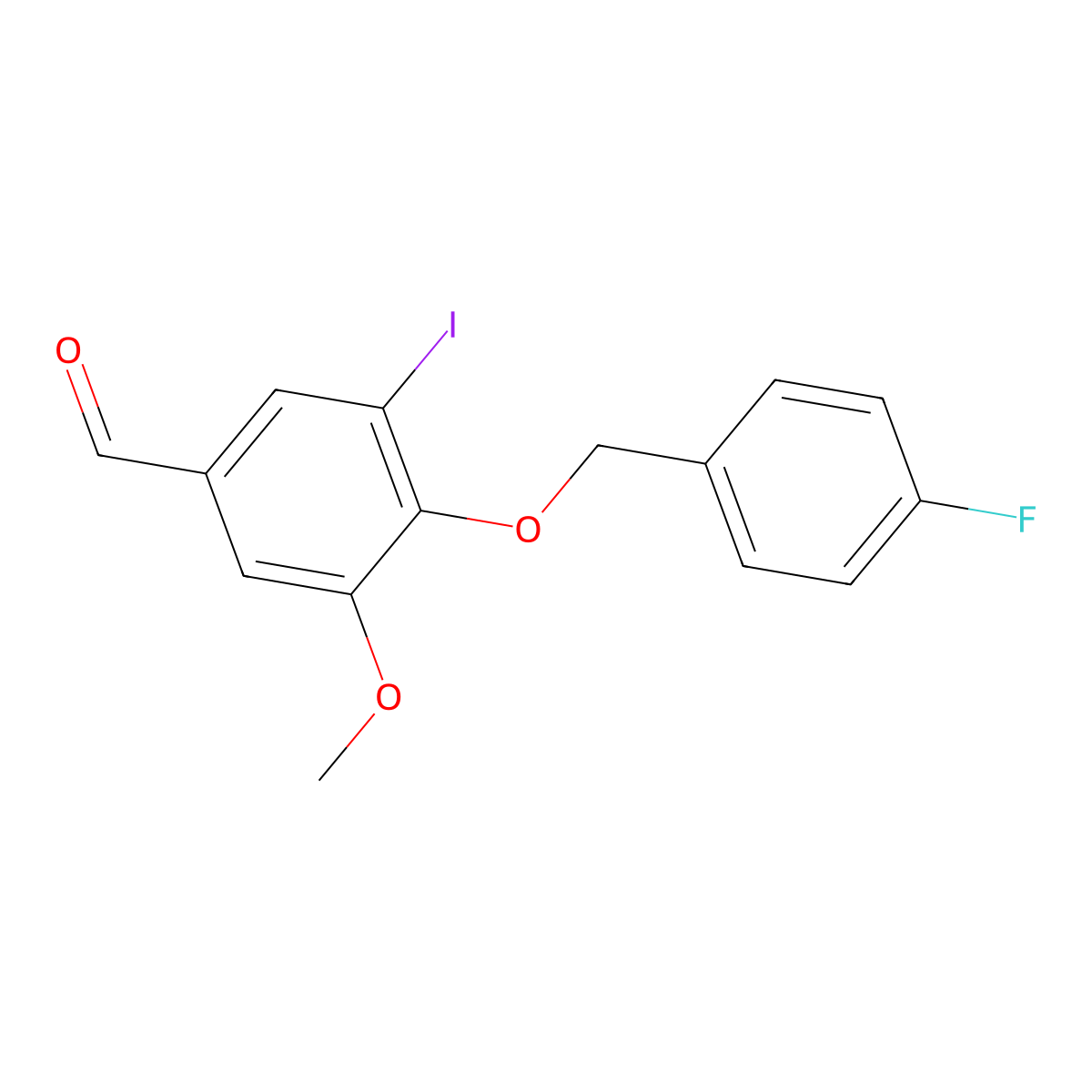 4-[(4-Fluorophenyl)methoxy]-3-iodo-5-methoxybenzaldehyde molecular structure, CAS 346611-57-2