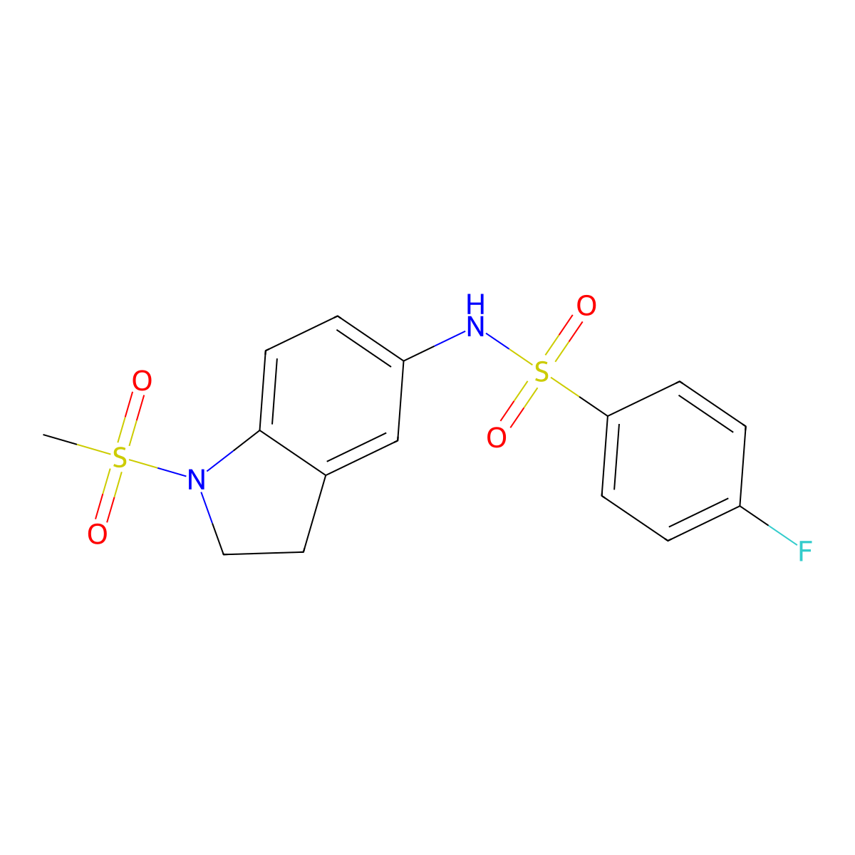 N-[2,3-Dihydro-1-(methylsulfonyl)-1H-indol-5-yl]-4-fluorobenzenesulfonamide molecular structure, CAS 346611-61-8