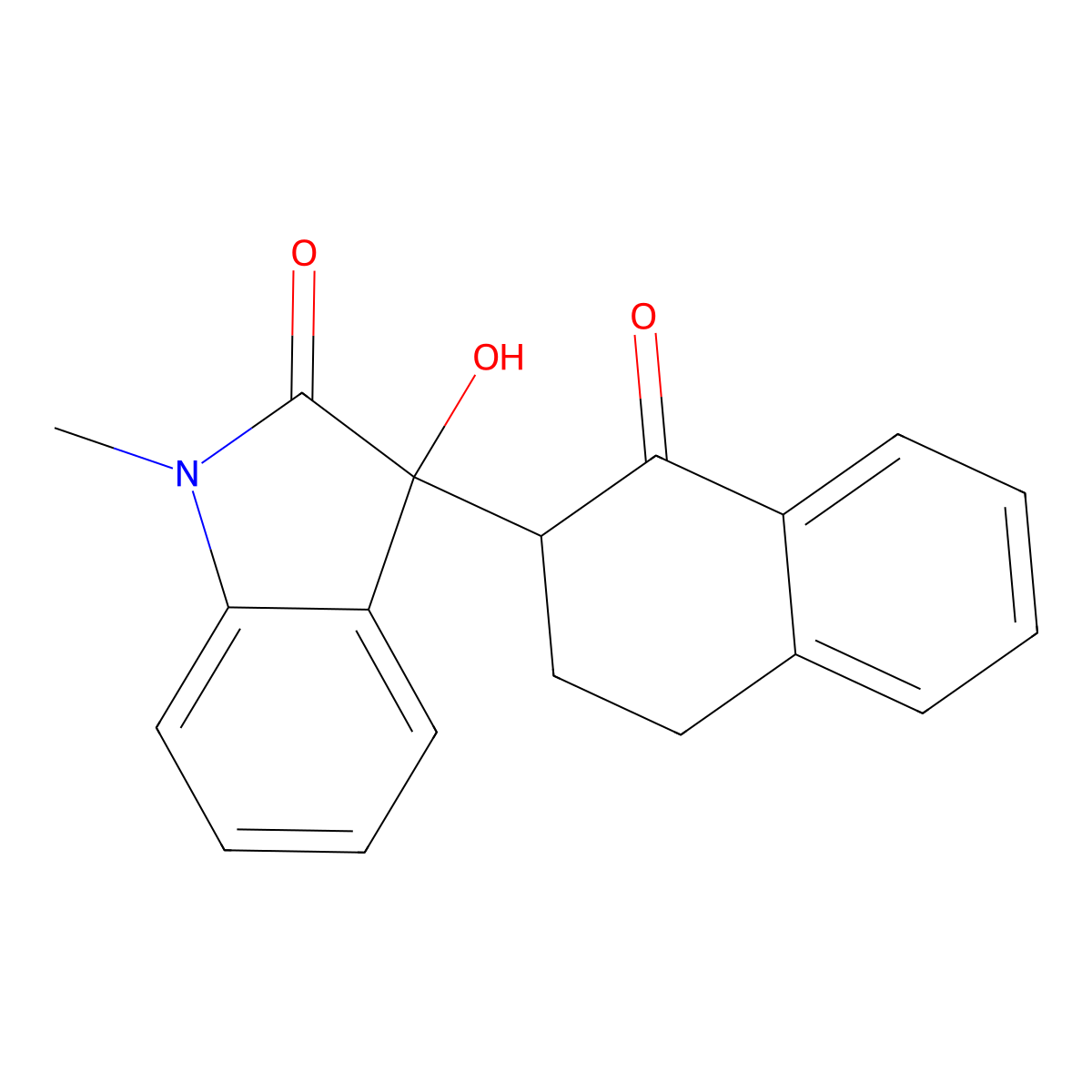 3-hydroxy-1-methyl-3-(1-oxo-1,2,3,4-tetrahydronaphthalen-2-yl)-1,3-dihydro-2H-indol-2-one molecular structure, CAS 346612-75-7