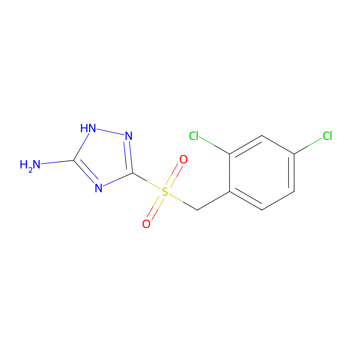 3-{[(2,4-dichlorophenyl)methyl]sulfonyl}-1H-1,2,4-triazole-5-ylamine molecular structure, CAS 346631-18-3