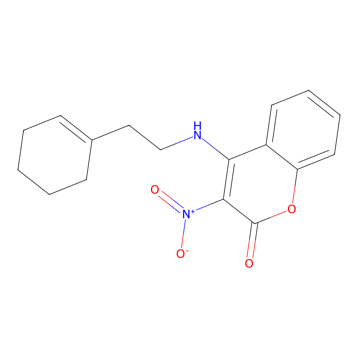 4-[2-(Cyclohexen-1-yl)ethylamino]-3-nitrochromen-2-one molecular structure, CAS 346631-68-3