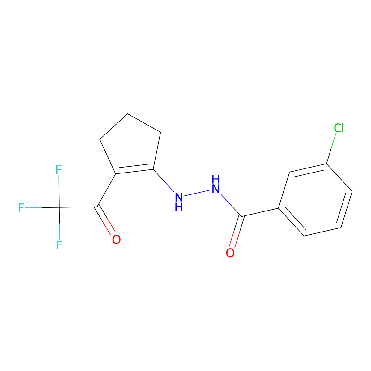 3-chloro-N'-[2-(trifluoroacetyl)-1-cyclopenten-1-yl]benzohydrazide molecular structure, CAS 346633-20-3