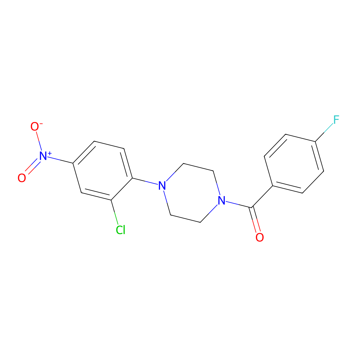 [4-(2-Chloro-4-nitrophenyl)piperazin-1-yl]-(4-fluorophenyl)methanone molecular structure, CAS 346634-97-7