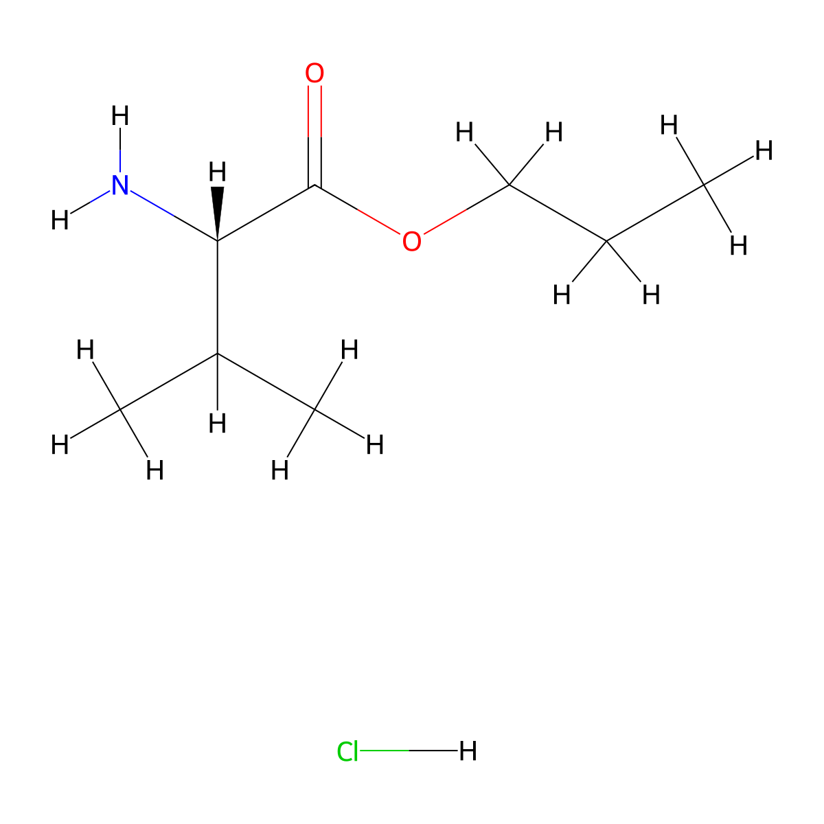 propyl (2S)-2-amino-3-methylbutanoate hydrochloride molecular structure, CAS 346635-40-3