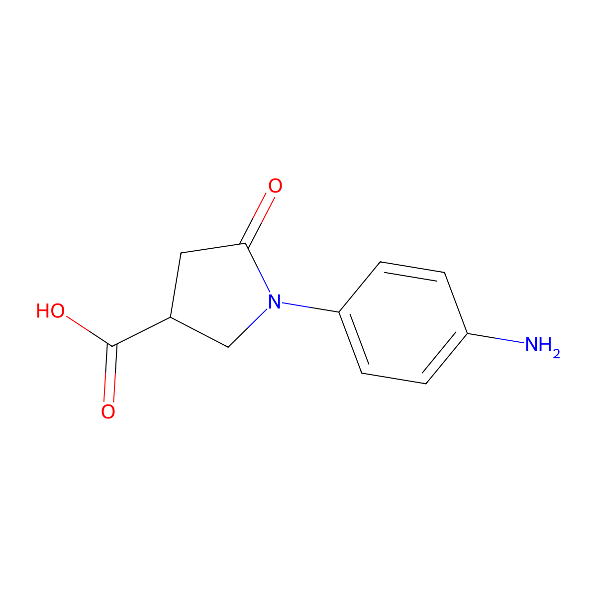 1-(4-Aminophenyl)-5-oxopyrrolidine-3-carboxylic acid molecular structure, CAS 346637-44-3