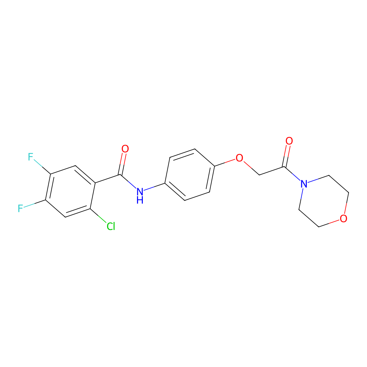 2-Chloro-4,5-difluoro-N-[4-(2-morpholin-4-yl-2-oxo-ethoxy)-phenyl]-benzamide molecular structure, CAS 346638-76-4