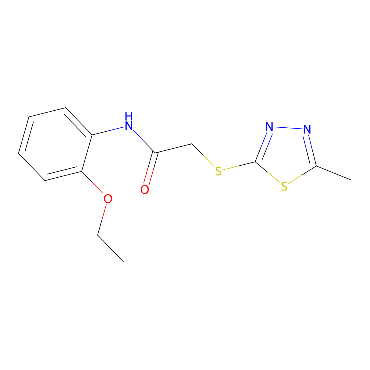 N-(2-ethoxyphenyl)-2-[(5-methyl-1,3,4-thiadiazol-2-yl)sulfanyl]acetamide molecular structure, CAS 346639-10-9