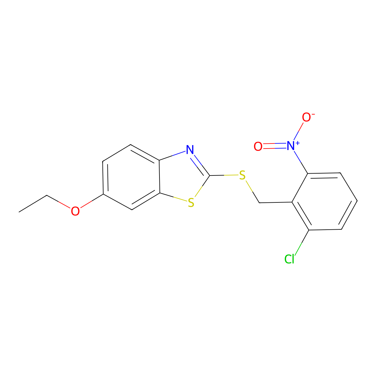 2-[(2-Chloro-6-nitrophenyl)methylsulfanyl]-6-ethoxy-1,3-benzothiazole molecular structure, CAS 346639-45-0