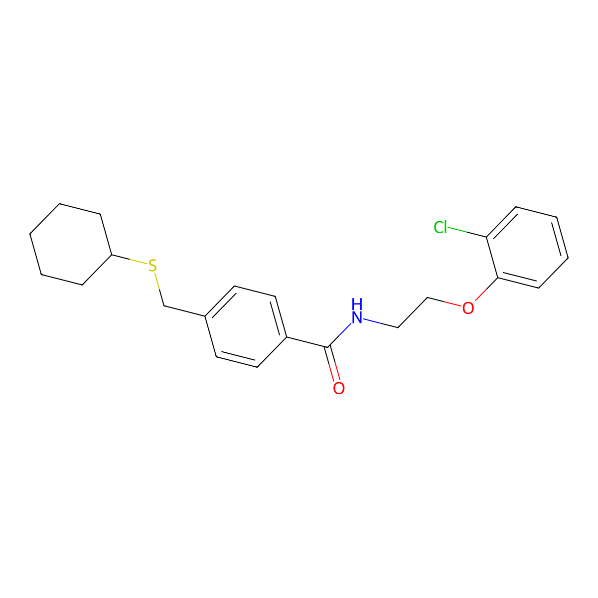 N-(2-(2-Chlorophenoxy)ethyl)-4-((cyclohexylthio)methyl)benzamide molecular structure, CAS 346639-63-2