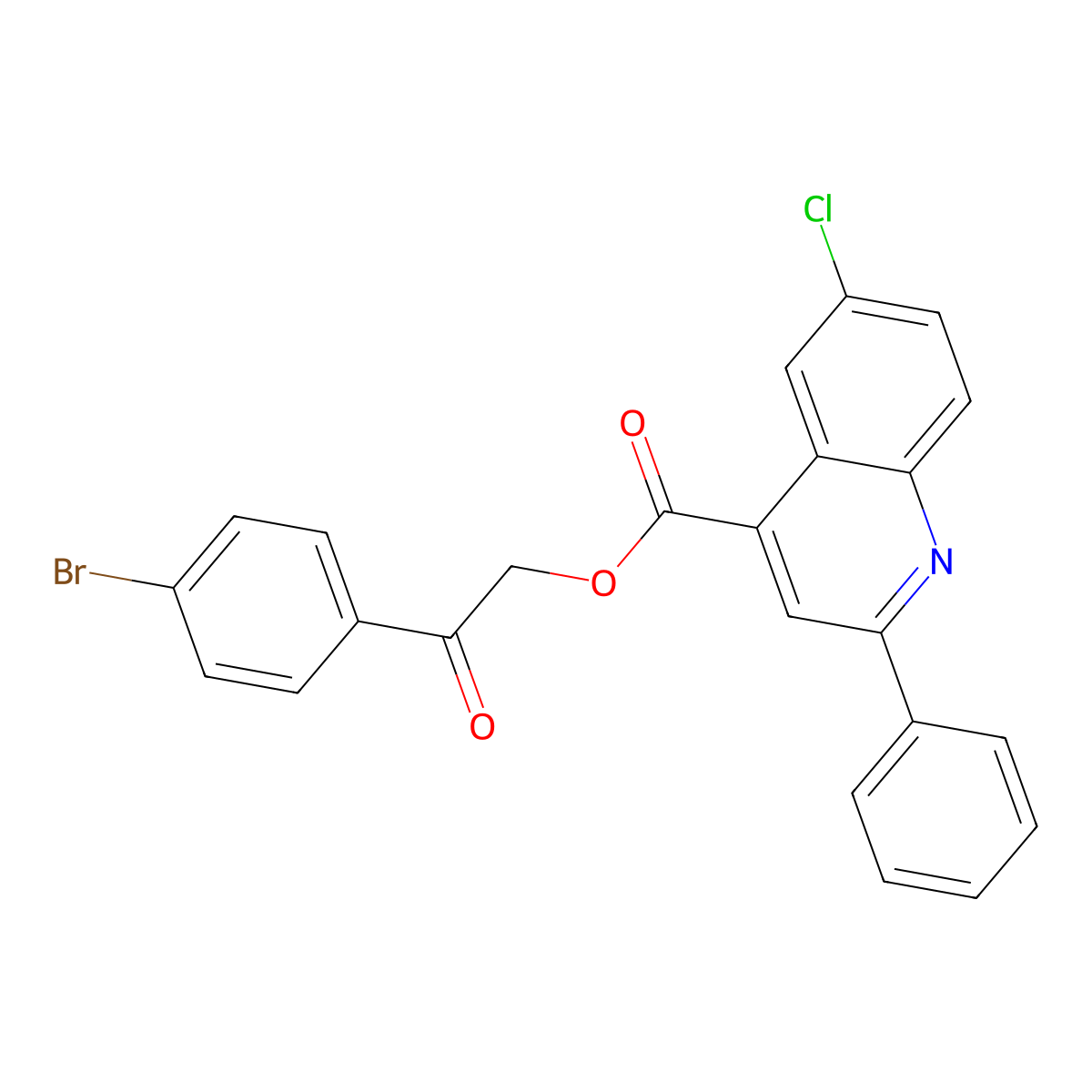 2-(4-Bromophenyl)-2-oxoethyl 6-chloro-2-phenyl-4-quinolinecarboxylate molecular structure, CAS 346639-73-4