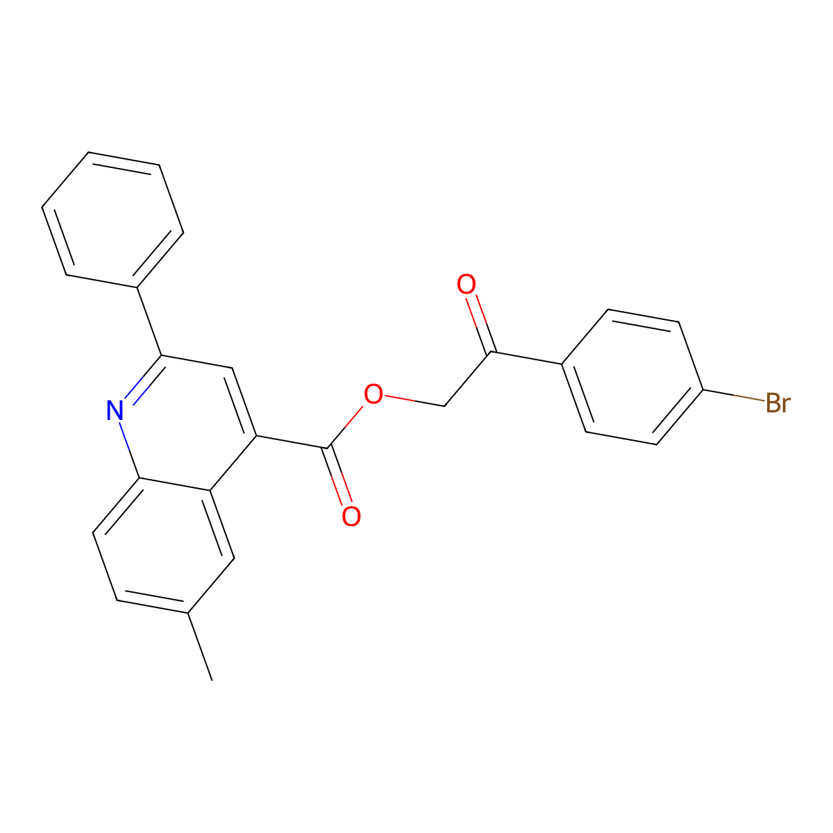 2-(4-Bromophenyl)-2-oxoethyl 6-methyl-2-phenyl-4-quinolinecarboxylate molecular structure, CAS 346639-76-7
